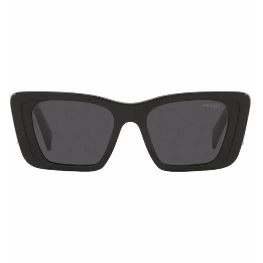 Prada Eyewear black square frame sunglasses logo sides Revolve in case $489